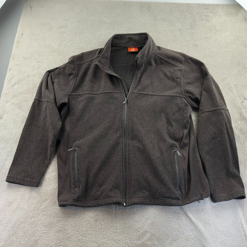Merrell Mens Fleece Jacket Size XL Full Zip Stand Collar Brown Outdoors Casual - Picture 11 of 12